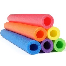 6 Pack Jumbo Pool Noodles Foam Swim 41inch x 4.1 Inch Hollow Swimming Pool No...