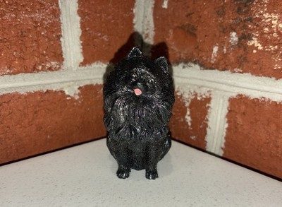 Pomeranian Mini Hand Painted Figurine Black Dog Preowned 3x3x2 Dog Lover Gift