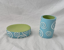 2 pc Tiddliwinks Seahorse Soap Dish Tumbler New