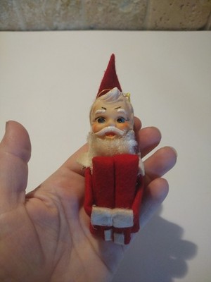 Vintage Santa Knee Hugger 4'' Tall 1960s Christmas Pixie Elf VGC