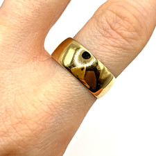 Wedding Band 9ct Gold Ring 8mm Wide 375 Yellow Gold - Size S 1/2