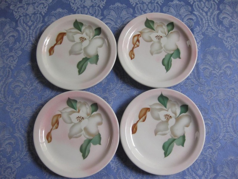 4 Jackson China Kalberber Hotel Portland Seattle Floral Airbrushed Stencil Plate