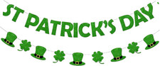St Patricks Day Banner, St Patricks Day Decorations Banners Garland, Green Glitt