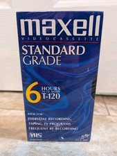BRAND NEW Sealed Blank Maxell VHS 6 hour Standard Grade T120 video tapes 2 Pack