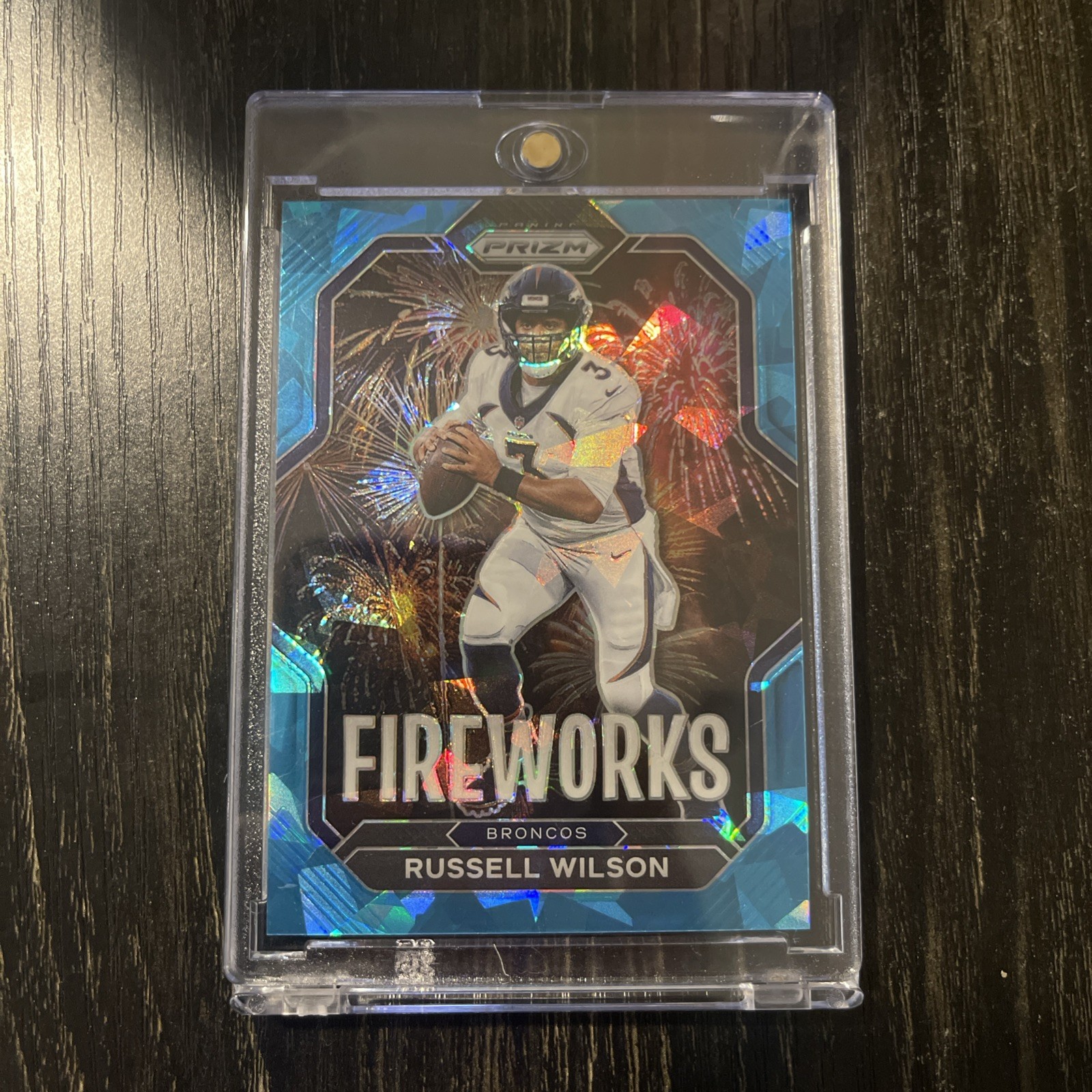 2022 Prizm Fireworks #F-5 Russell Wilson /99 Blue Ice Prizm - Denver Broncos