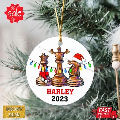 Custom Chess Christmas Tree Ornament with Name & Year, Personalized Chess San...
