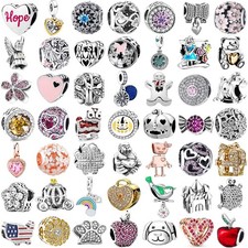 S925 Silver Charms Bead Pendant Dangle For Bracelet Bangle Snake Chain Gift