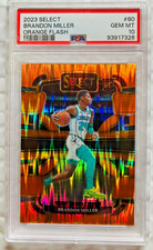 2023 SELECT BASKETBALL ORANGE FLASH SP ROOKIE CARD #80 BRANDON MILLER PSA 10. rookie card picture