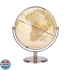ANNOVA 8" / 20cm World Globe Antique Globe Metal Arc and Base Bro