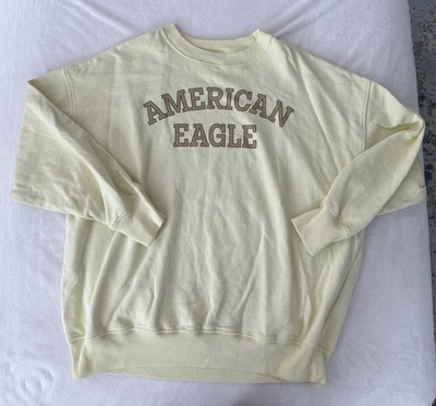 American Eagle Women s Pastel Yellow Crew neck Sweatshirt Size Medium E17