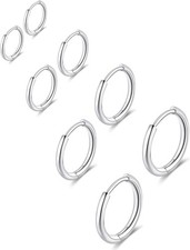 316L Surgical Stainless Steel Huggie Hoop Earrings 6mm 8mm 10mm 11mm 12mm...