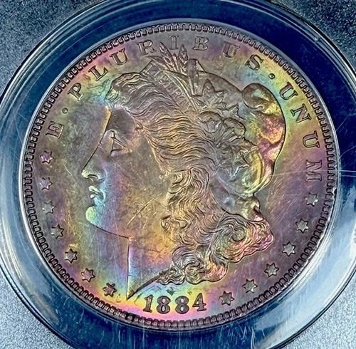 1884 Silver Morgan Dollar MS 60 Details ANACS MONSTER TONER (Artificial)