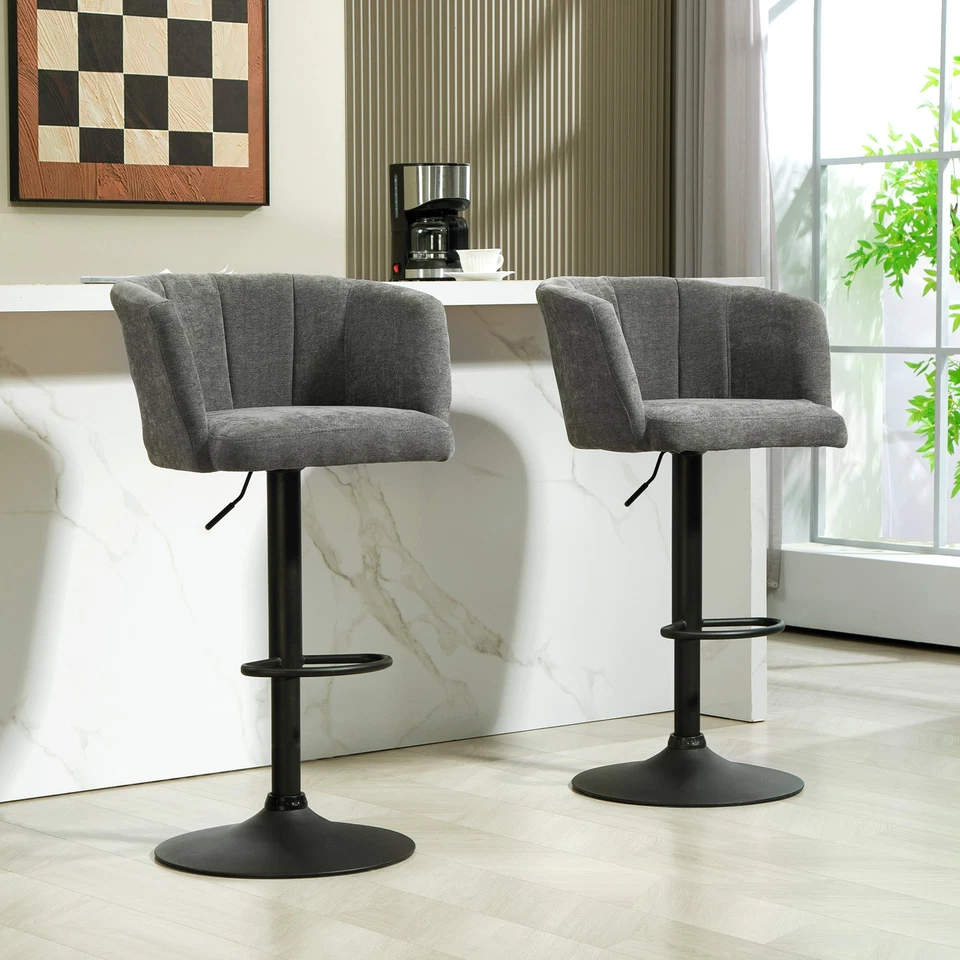 HOMCOM 2er-Set Barhocker, Bistrohocker mit Fußstütze, Drehbar Barstuhl - Bild 2 von 4