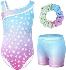 Gogokids Gymnastics Leotards for Girls Sloping 6-7 Years, Multicolor Star