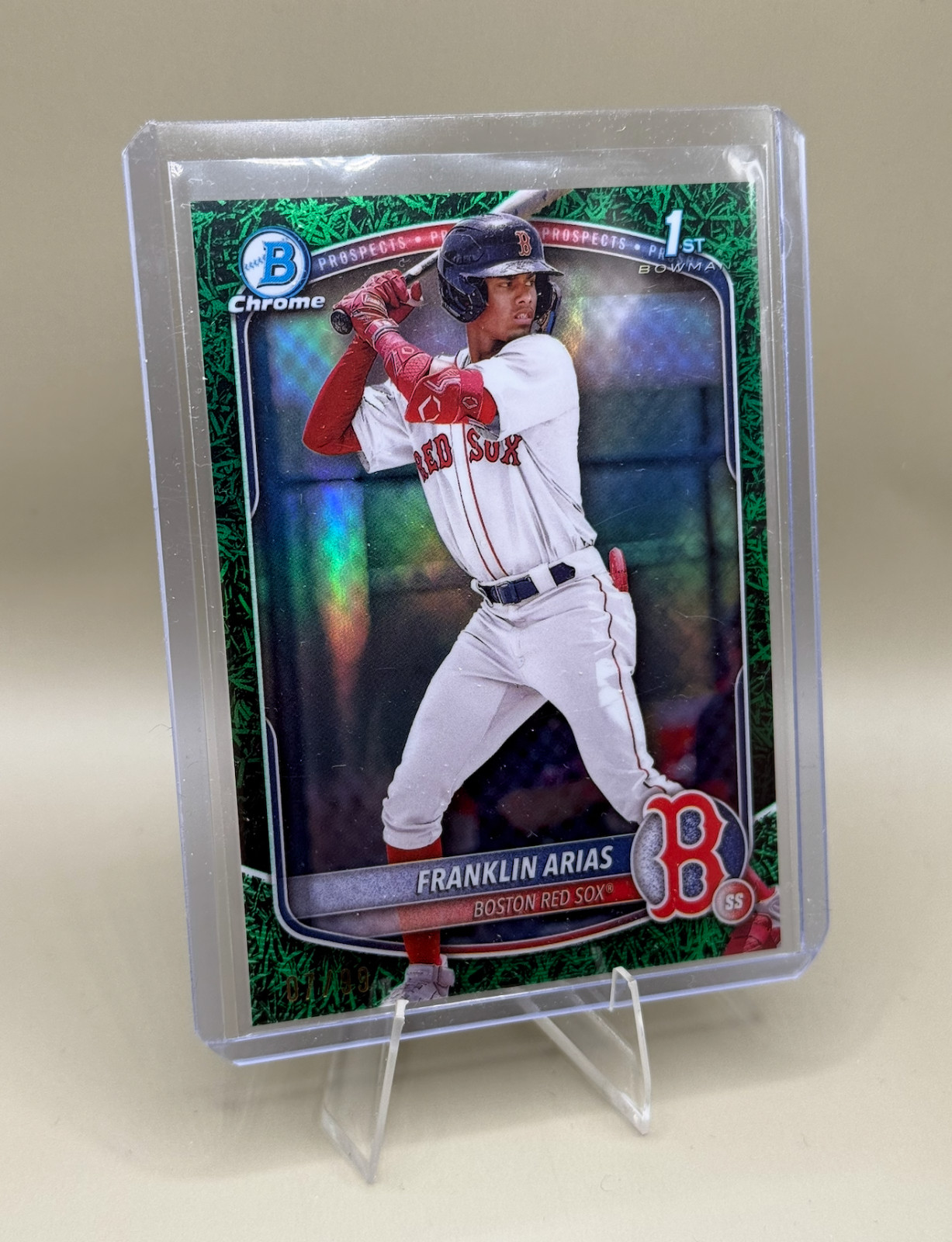 2025 Bowman Franklin Arias Chrome Green Grass Refractor 1st Bowman - #7 /99