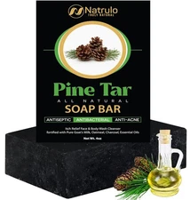 All Natural Pine Tar Soap Bar 4oz – Cleansing Anti Acne Eczema Psoriasis Itch 