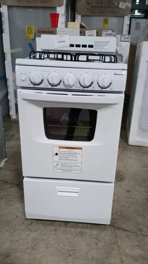 Amana 20" Independiente 2.6 Cu. Estufa de gas de pies con 4 quemadores sellados - AGG222VDW Foto 3 de 3