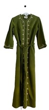 LOUNGEES House Coat Olive Green Robe Tie Belt Size Medium Vintage