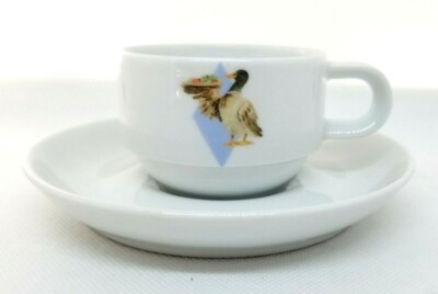 KAHLA Germany DEMITASSE Cup & Saucer DUCK WAITER Restaurantware 