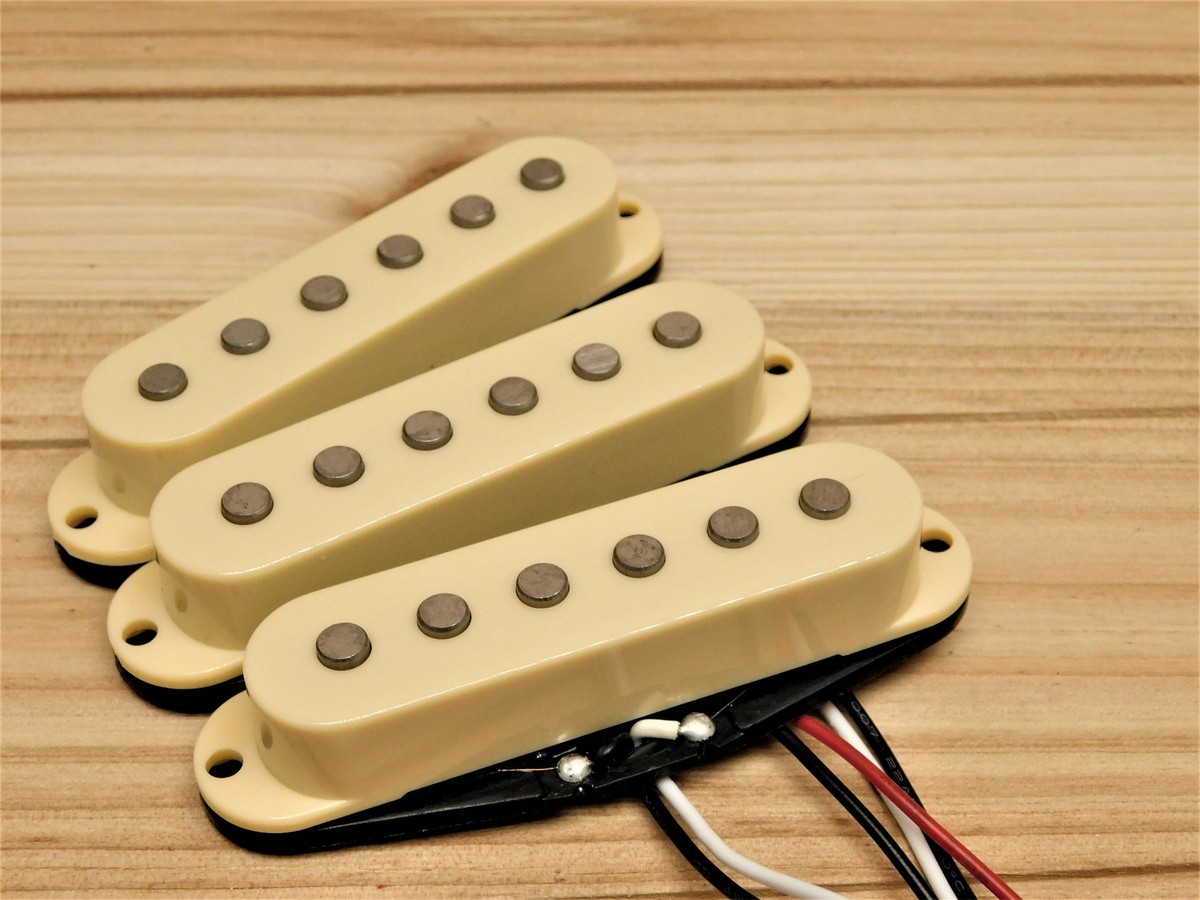 G.M. 62'z Alnico 5 Single Coil Pickup Set FLAT POLES (Cream) For