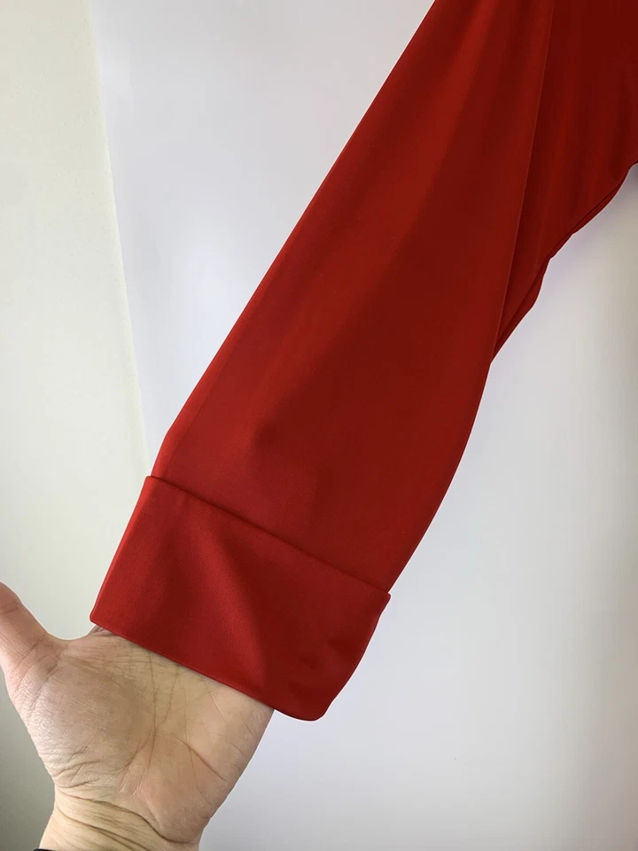 Natori Long Red Robe Lightweight Tie Belt Silky Satin Full Length Womens Medium - Image 3 of 4