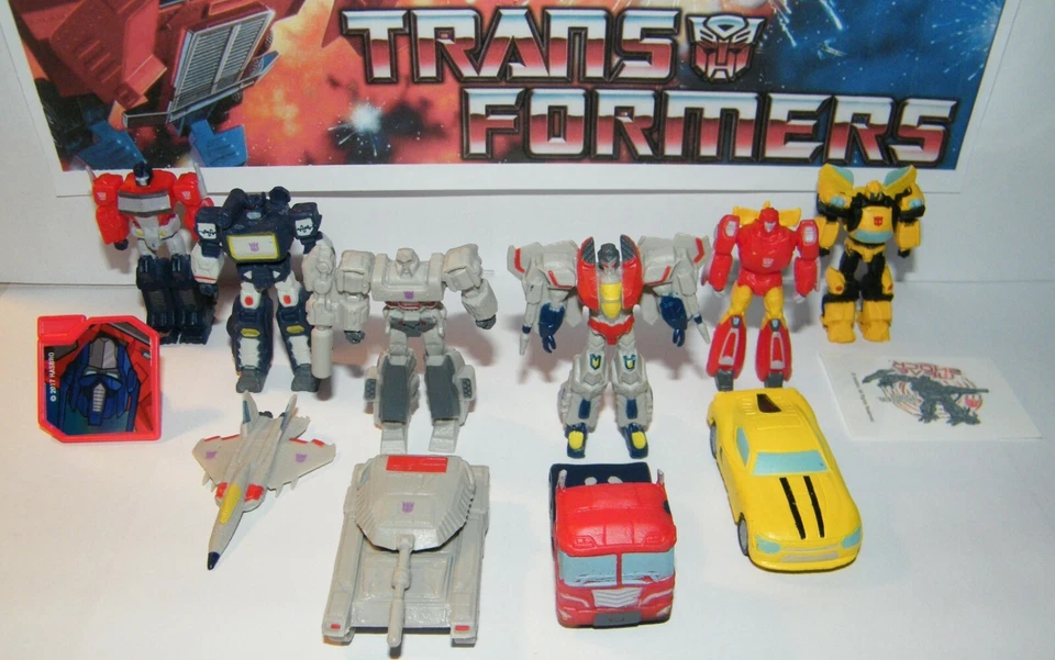 Transformers Party Favors Conjunto de 12 com 10 Figuras/Veículos, Tatuagem e Anel! - Imagem 2 de 4