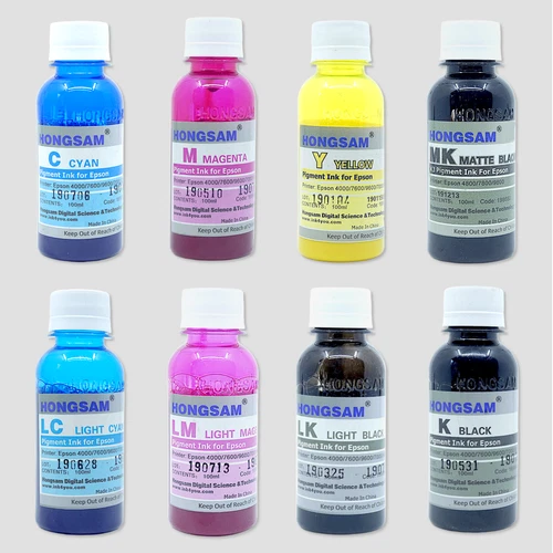 HONGSAM Druckertingen Pigmenttinte für EPSON 9600 Drucker|100ml|8 Farben|