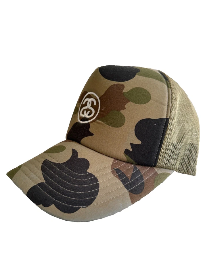 BATHING APE STUSSY x BAPE 1st camo green SS logo cap 2010 - Image 2 of 4