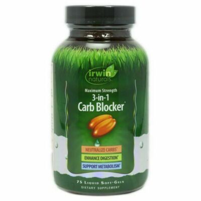 Irwin Naturals Max Strength 3-in-1 Carb Blocker 84 Softgel Exp July 2026