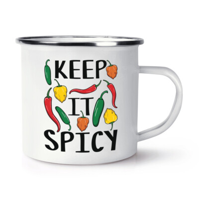 Keep It Spicy Chili Emaille Becher Tasse würzig Essen Witz Liebe heiß lustig