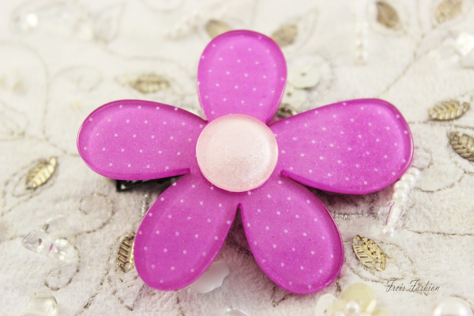 Damen Haarspange Emaille Mit Strass – Abend Haarklammer In Lila, 9 Cm, Blume Stern Design