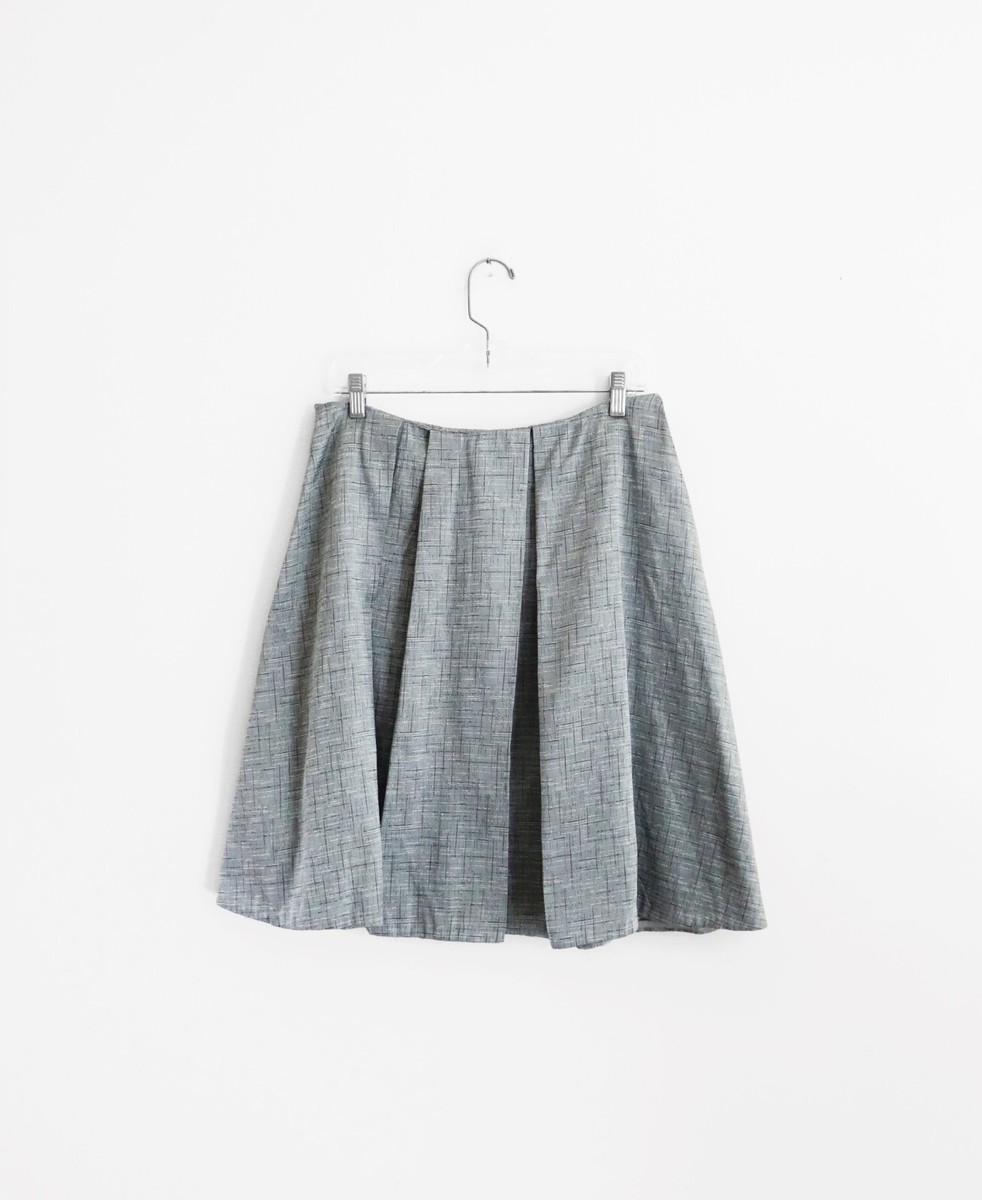 Vintage 00s Marni Silver Crosshatch Jacquard Silk Pleat Full Vintage 00s Marni Silver Crosshatch Jacquard Silk Pleat Full