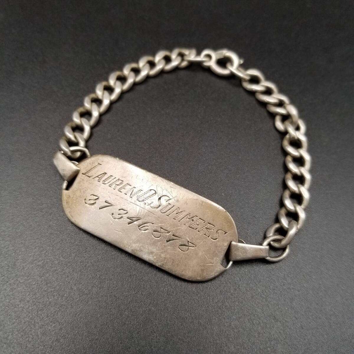 WWII Period ID Tag Oval Plate 925 Silver Vintage Military