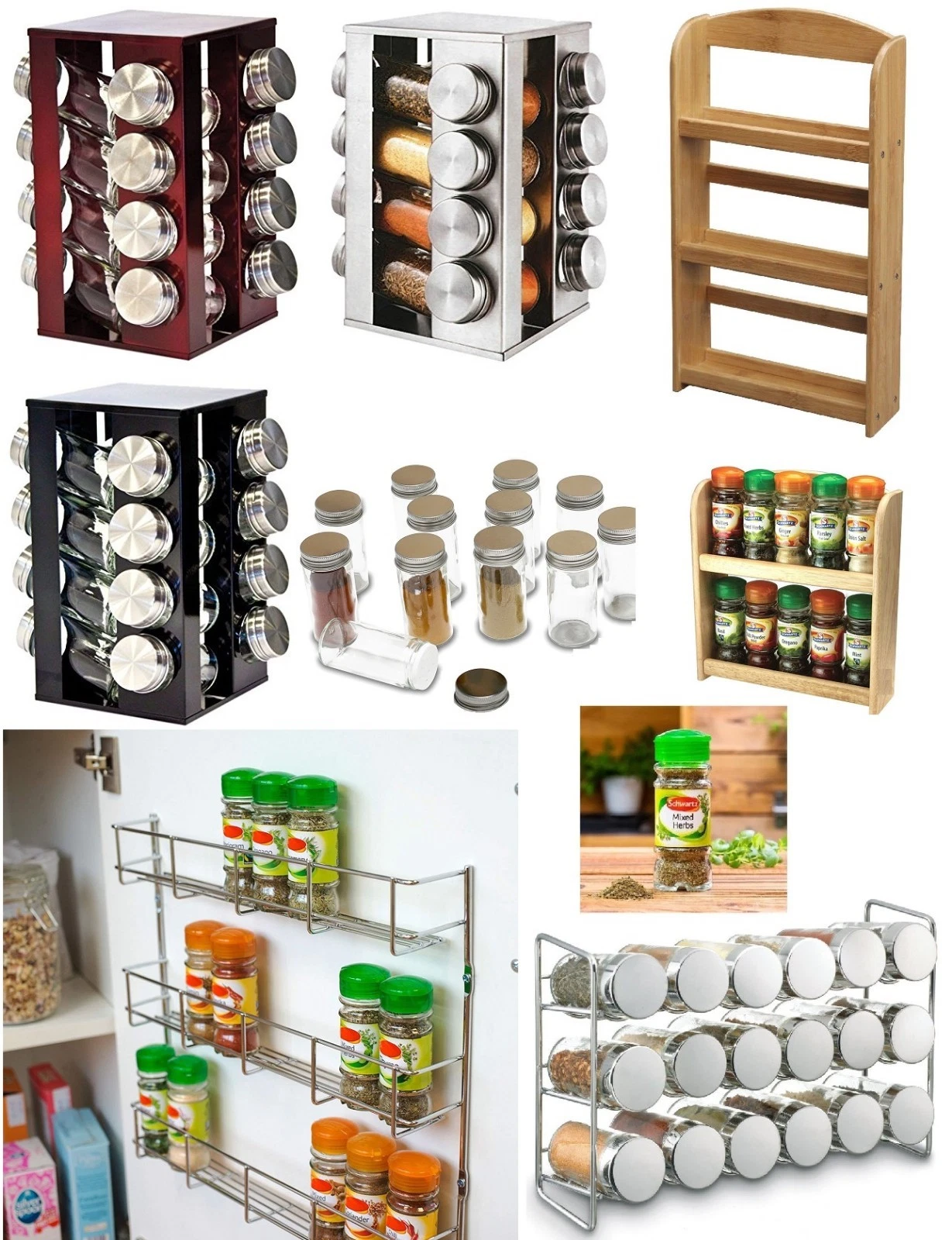 Spice Rack 2 / 3 / 4 / 5 Tier Holder Herbs Spices Jars Stand Kitchen Storage New
