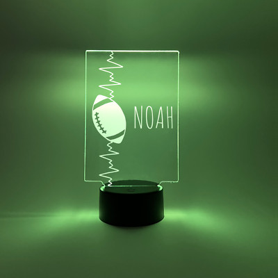 Personalized LED Night Light Up Desk Lamp Stand SPORTS Baseball Player Team Gift