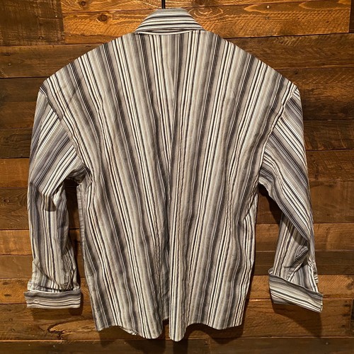 Monzini Vintage Men’s Made In US Long Sleeve Striped French Cuff Shirt Sz XXL - Picture 7 of 10