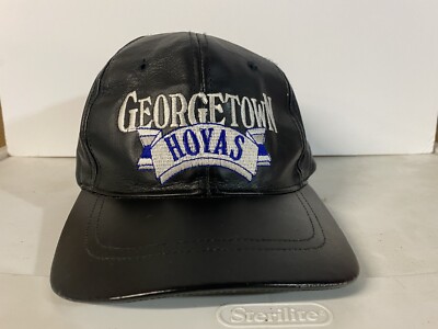 Old Skool Vtg 90s Cap Boy NCAA Georgetown Hoyas Leather Baseball Hat Blockhead