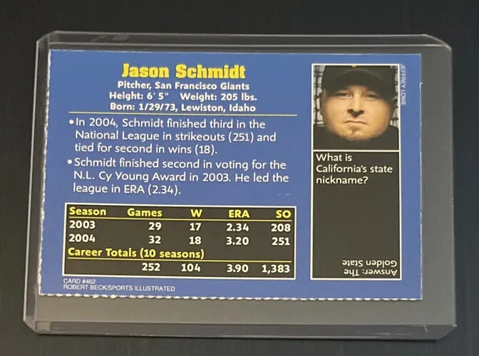 Jason Schmidt Rare San FRAN Giants #462 MLB Sports Illustrated for Kids SI NM+ - Image 2 of 2