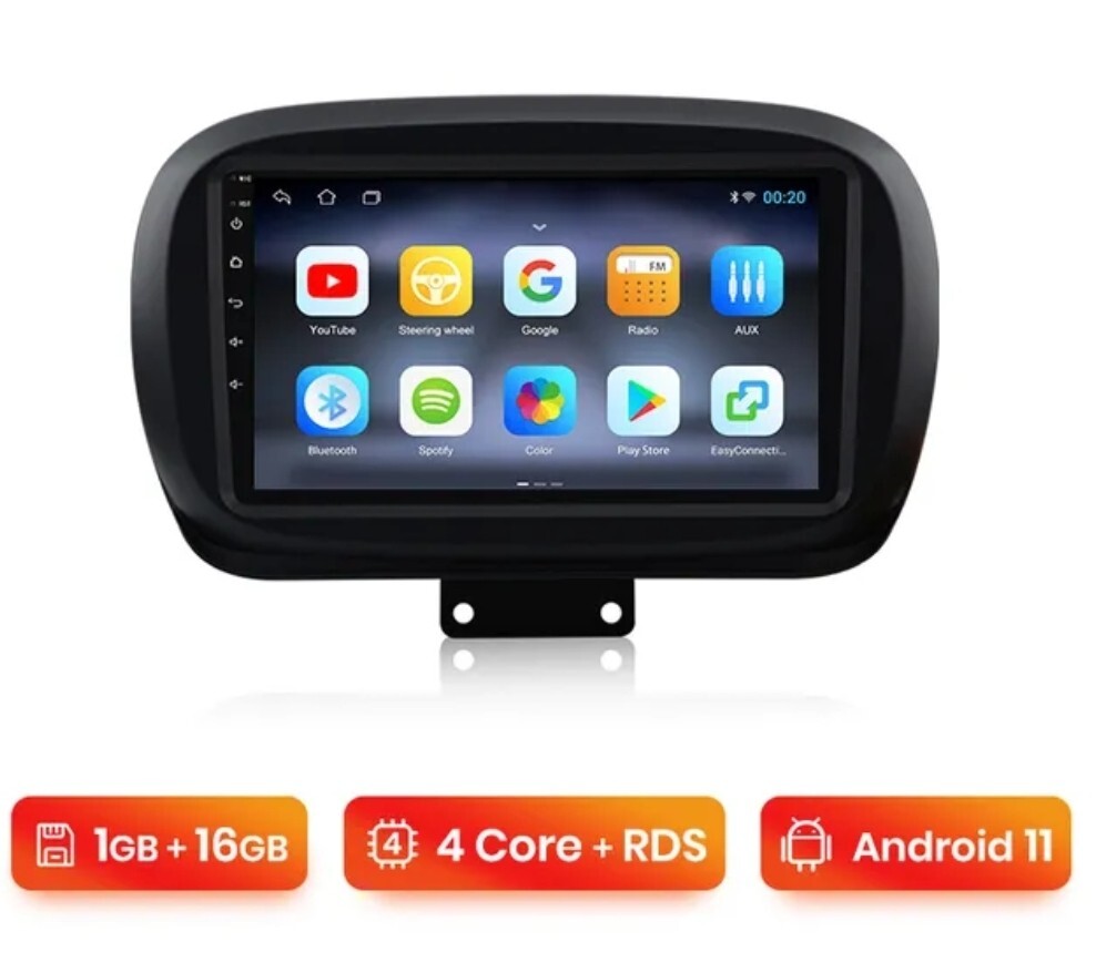 RADIO 2 DIN 9" PER FIAT 500X 2014/2021 ANDROID 11 GPS BLUETOOTH USB 1/16 WI-FI 