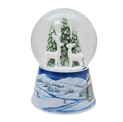 MINIUM COLLECTION Nostalgische Schneekugel 2 Rehe auf Sockel Winterlandschaft mittelblau 100 mm Du