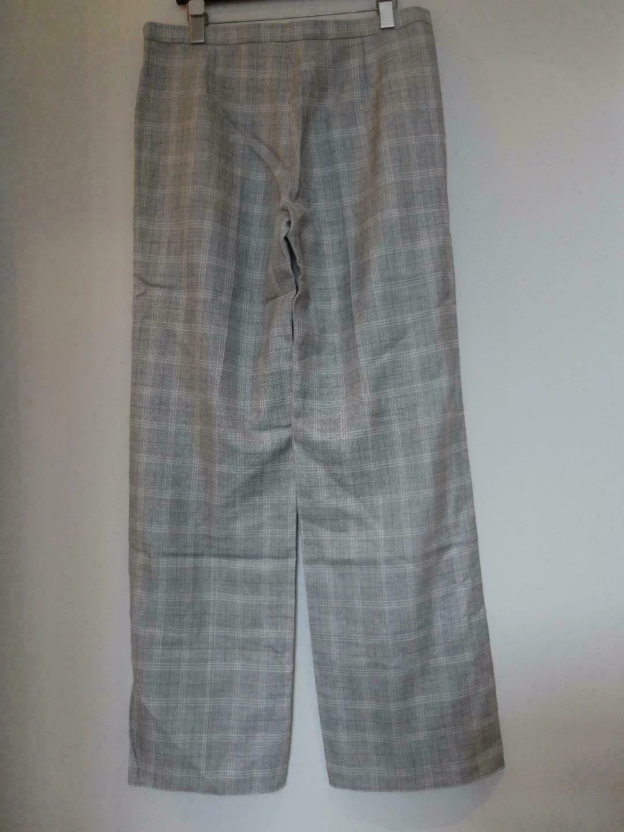 New GIORGIO ARMANI Grey Multi Color Wool Silk Linen Check Pants 46