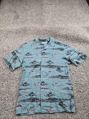 Uniqlo Edo Ukiyo-E Shirt XS Mens Green Japanese Woodblock Museum Of Fine Arts