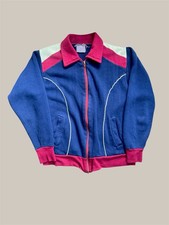 Vintage Knit Track Jacket from the 1970s, Men’s Small, Navy Blue