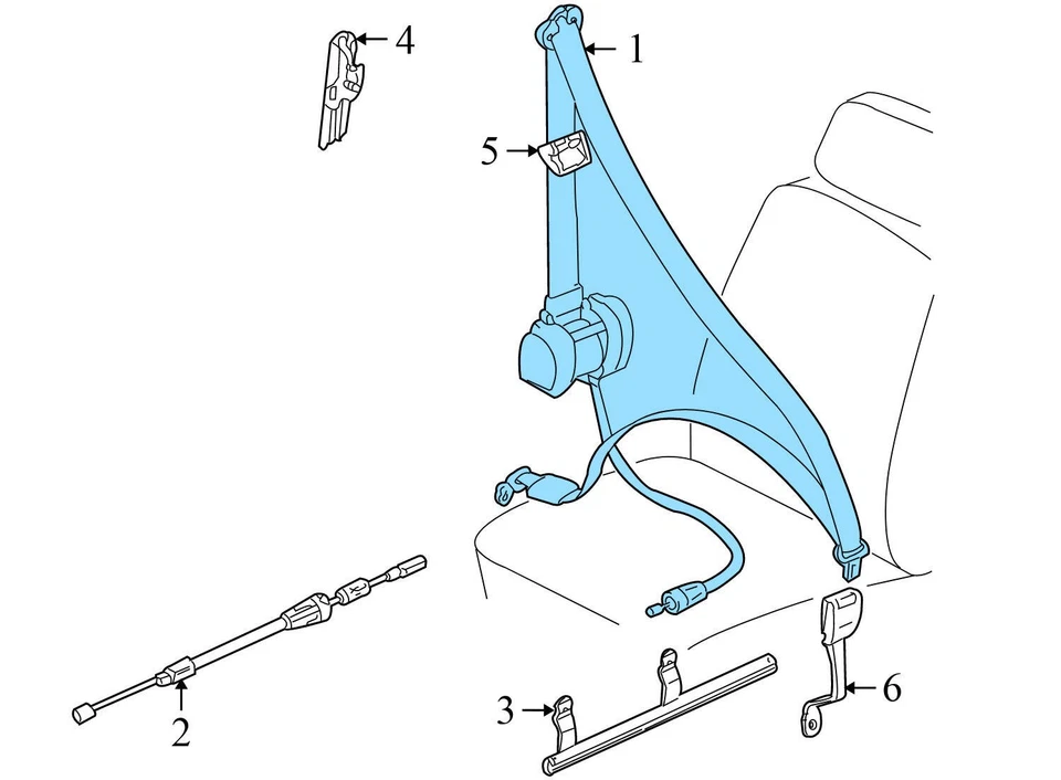 1996-1997 1999-2001 AUDI A4 - Cinturón de seguridad delantero derecho / retractor CINTURÓN DE SEGURIDAD Foto 2 de 4