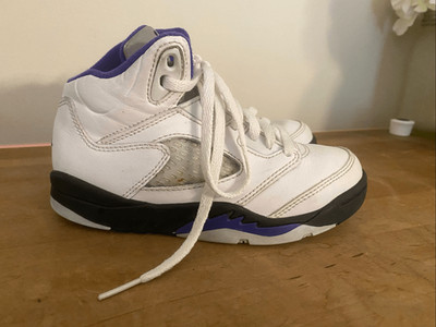 Jordan Nike 12C  Boy's Air 5 Retro White/Dark Concord/Black sneakers shoes