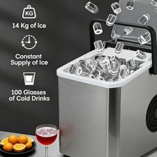 Portable Countertop Ice Maker 6Mins Fast 2Sizes Bullet Ice 14KG/24H Scoop Basket