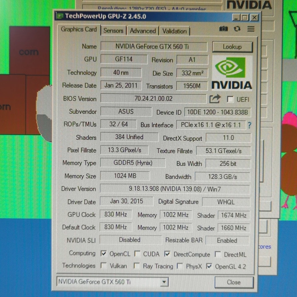 ASUS NVIDIA GTX 560 Ti DirectCU II 1GB GDDR5 Dual DVI Mini HDMI Fresh Paste - Image 2 of 4