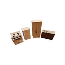 Dollhouse Miniature Wooden Oven Refrigerator Cabinet Sink Kitchen Furniture