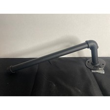 Industrial Pipe Towel Holder Black Metal Wall Mount Bathroom Kitchen