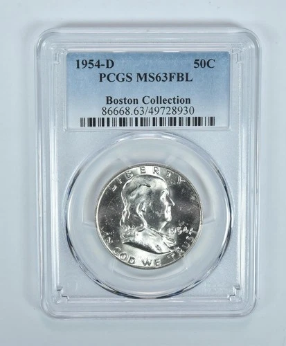 1954-D Franklin Half Dollar Boston Collection MS63 FBL PCGS Blue Label *3386